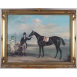 A colour print, 19th century jockey racehorse and owner, a colour print, "The Minstrel", and other