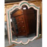 A hardstone framed shaped plate wall mirror, 29" x 21" overall