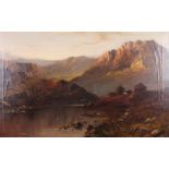 J Maurice?: oil on canvas, Taly-Lynn Lake North Wales, 15 1/2" x 23 1/2", in gilt frame