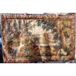An Aubusson verdure tapestry panel with buildings and viaduct, 48" high x 71" wide approx
