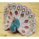 An Artistica porcelain model of a peacock, 13" high