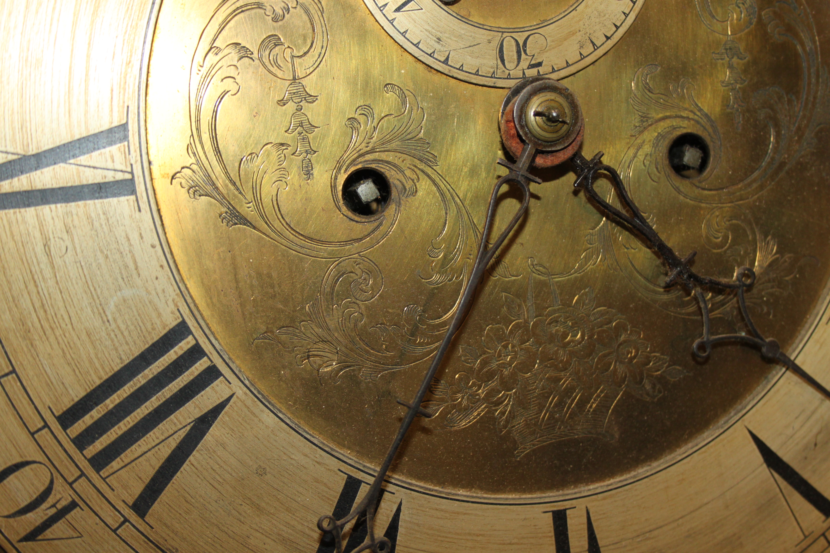 An oak and mahogany inlaid long case clock by J A Brookes of Bromsgrove with broken swan neck - Image 11 of 23