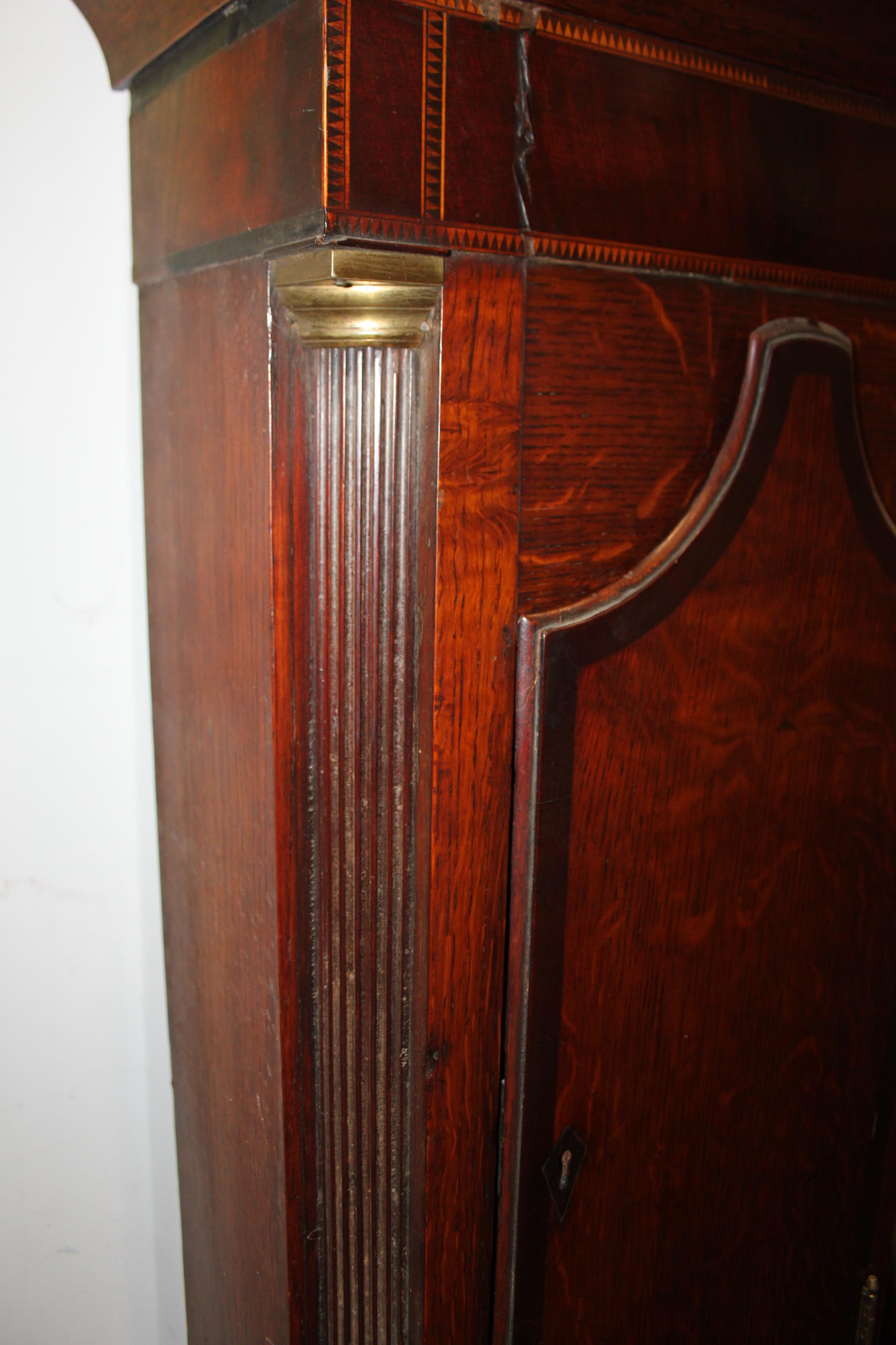 An oak and mahogany inlaid long case clock by J A Brookes of Bromsgrove with broken swan neck - Image 15 of 23