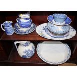 A quantity of blue and white china, including a Wedgwood "Ferrera" pattern jug, a Spode "Camilla"