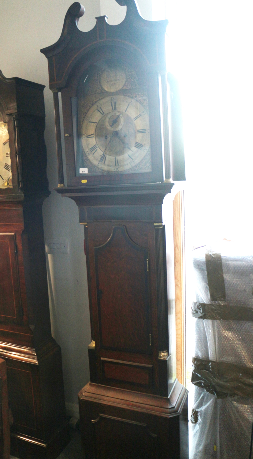 An oak and mahogany inlaid long case clock by J A Brookes of Bromsgrove with broken swan neck - Image 2 of 23