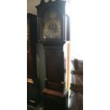 An oak and mahogany inlaid long case clock by J A Brookes of Bromsgrove with broken swan neck