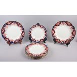 A pair of Royal Crown Derby Imari pattern dinner plates, 10" dia, and five matching dessert plates