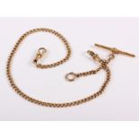 An 18ct gold graduated curb link Albert watch chain, 14" long, 28.2g