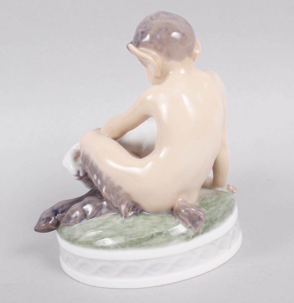A Copenhagen model of a faun with a rabbit, 439, 5 1/2" high (rabbit ear chipped) - Image 3 of 5