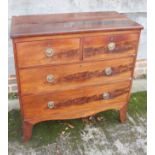 A mahogany chest of two short and two long drawers, on bracket feet, 35" wide x 18" deep x 35" high