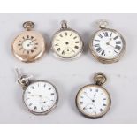 A rolled gold half hunter pocket watch, a silver cased open faced pocket watch, a gunmetal cased