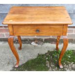 A walnut occasional table, fitted one drawer, on cabriole supports, 24" wide, a walnut drop leaf