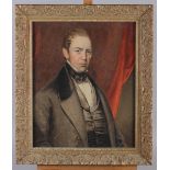 A 19th century watercolour study, portrait of an unknown gentleman, 15 1/4" x 12 1/2", in gilt frame