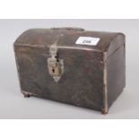 A tortoiseshell and white metal mounted box with carrying handle, 7 1/2" wide