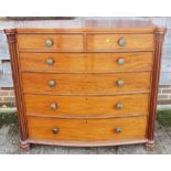 A 19th century mahogany and banded bowfront chest of two short and four long graduated drawers