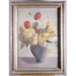C Forbes: watercolours, still life of the summer flowers, 21 1/2" x 15", in silvered frame