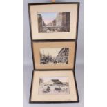 A set of three American prints of Madison Square, New York, in ebonised frames