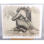 A print of a sketch after Millais, unframed