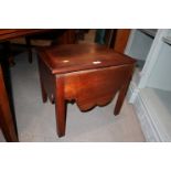 A 19th century mahogany commode stool with part fitted interior (no liner), on chamfered supports,