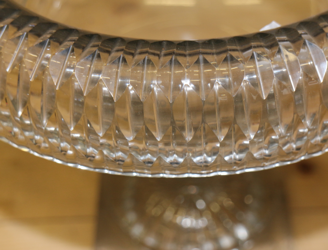 An early 19th century Anglo-Irish cut glass circular bowl with inverted rim, on square base, 10 1/2" - Image 2 of 5