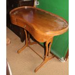 An early 20th century Italian walnut kidney-shaped tray top writing desk, fitted single drawer, on