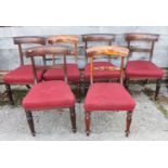 A Harlequin set of six 19th century mahogany bar back standard dining chairs with stuffed over