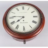 A oak cased fusee dial clock by T Saunders, Dorchester, 13 1/2" dia overall
