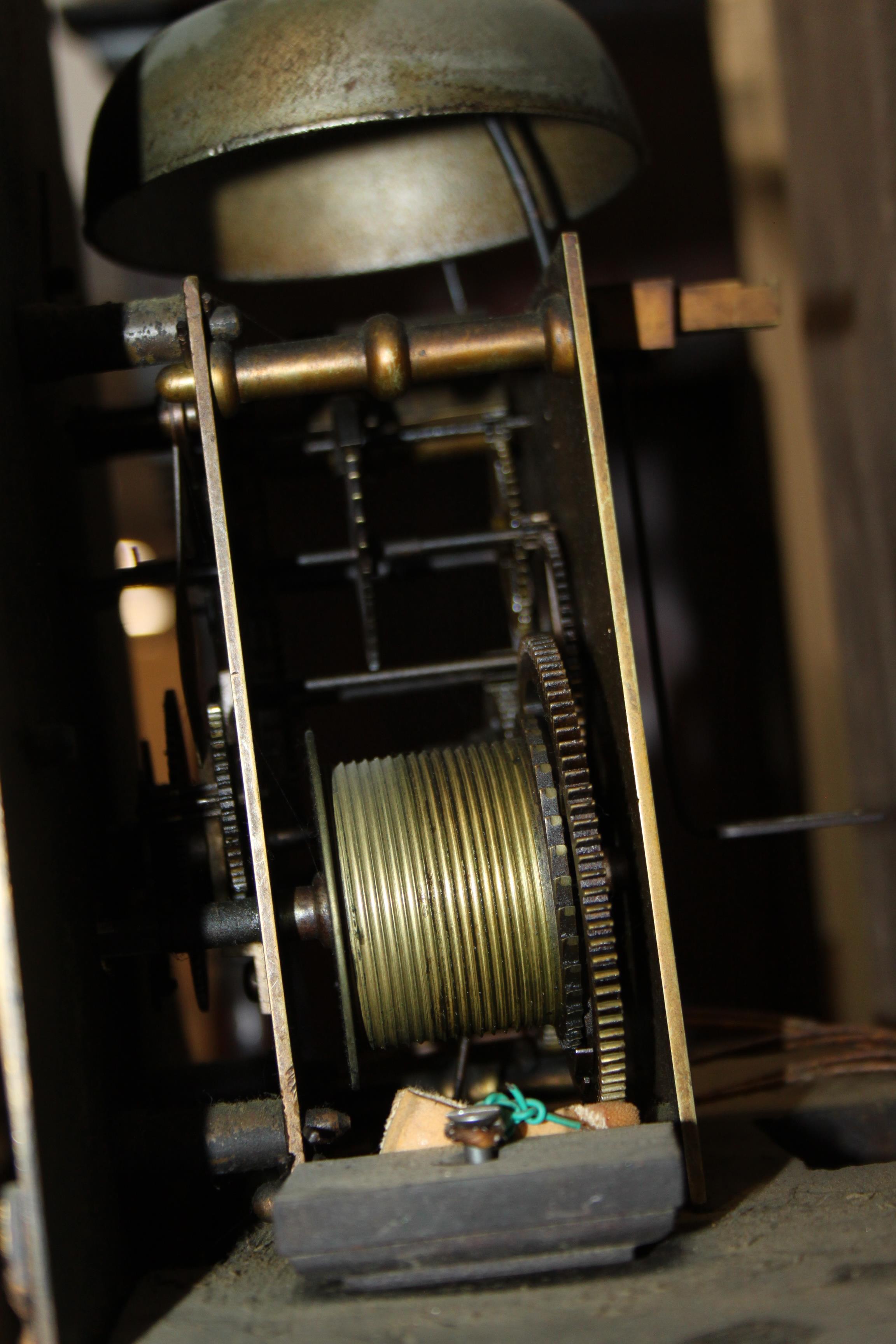 An oak and mahogany inlaid long case clock by J A Brookes of Bromsgrove with broken swan neck - Image 5 of 23