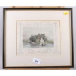 A Tombleson hand-coloured print, "Island near Henley", in Hogarth frame, Susan E Moore: