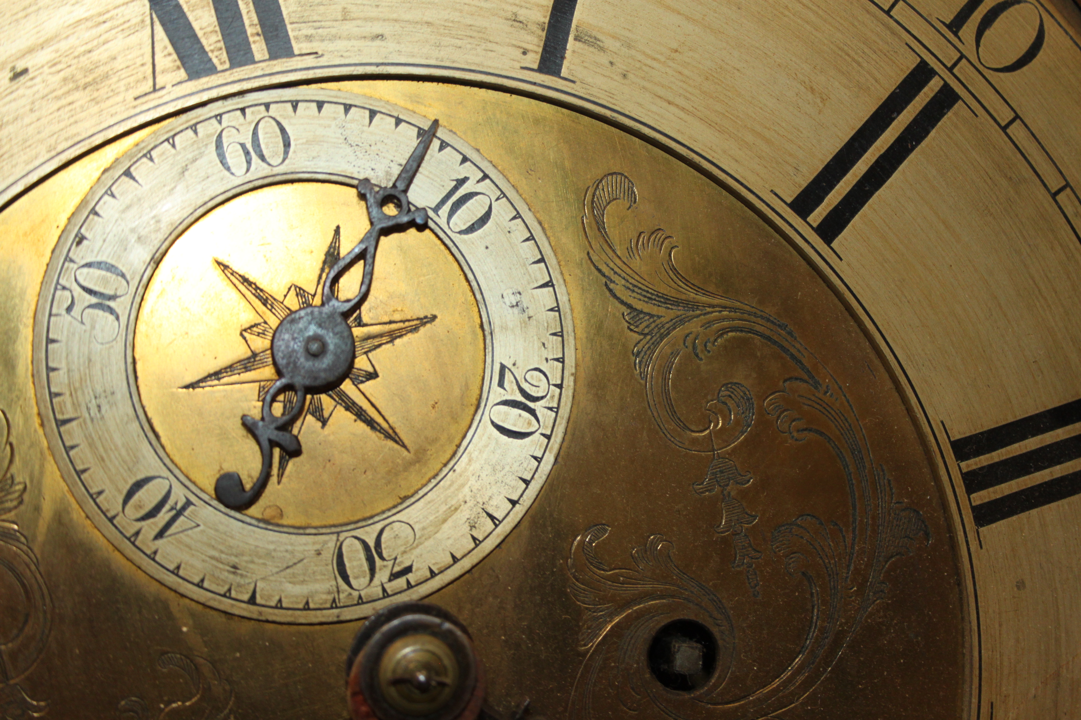 An oak and mahogany inlaid long case clock by J A Brookes of Bromsgrove with broken swan neck - Image 12 of 23