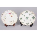 A Rockingham porcelain plate, decorated gilt gadroon border, centre painted pink roses and