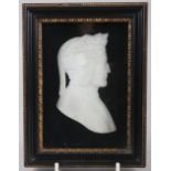 A 19th century carved marble shallow relief portrait bust of Dante, 7 1/4" x 5 1/4"