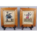 A pair of 19th century decorated portraits, "Mr Creswick as Hamlet" and "Mr Kean as Othello", 6 1/4"