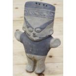 A Peruvian Chancay Cuchimilco pottery standing figure, 10 3/4" high