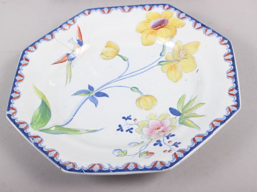 A Rockingham china floral decorated and gilt plate, two Brameld blue and white floral decorated - Image 2 of 12