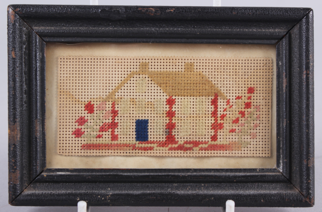 A 19th century pin prick work picture of a Normandy woman, 7" x 4 1/2", in ebonised frame, and a - Image 3 of 3