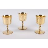 Three silver gilt goblets, by William Comyns & Sons Ltd, 5" high, 24.3oz troy approx