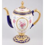 A House of Faberge "Faberge Egg Imperial Teapot" floral and gilt decorated porcelain pedestal