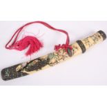 A Japanese Meiji period ivory cased dagger (Aikuchi-Tanto) with Shibayama inlaid decoration and