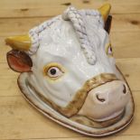 A 19th century cheese dish, formed as a cow's head, 7 1/2" high
