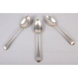 A pair of Georgian style white metal tablespoons, maker's mark struck twice, 4.7oz troy approx,