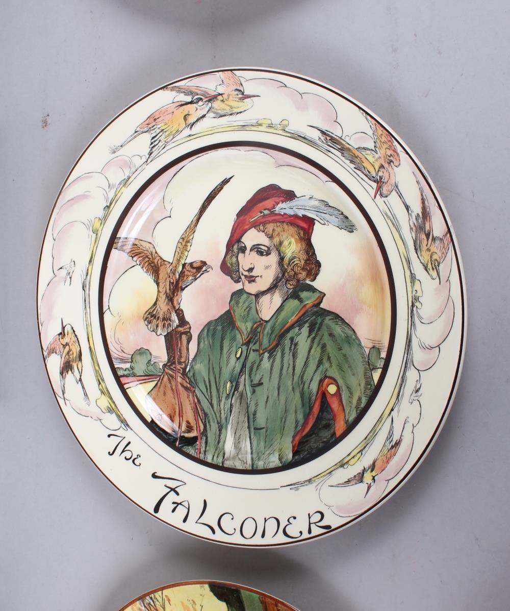 Fourteen Royal Doulton character and landscape plates, various, and two Radford floral decorated - Image 10 of 13