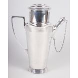An Art Deco American style cocktail shaker, stamped "Mappin & Webb", 9 1/2" high