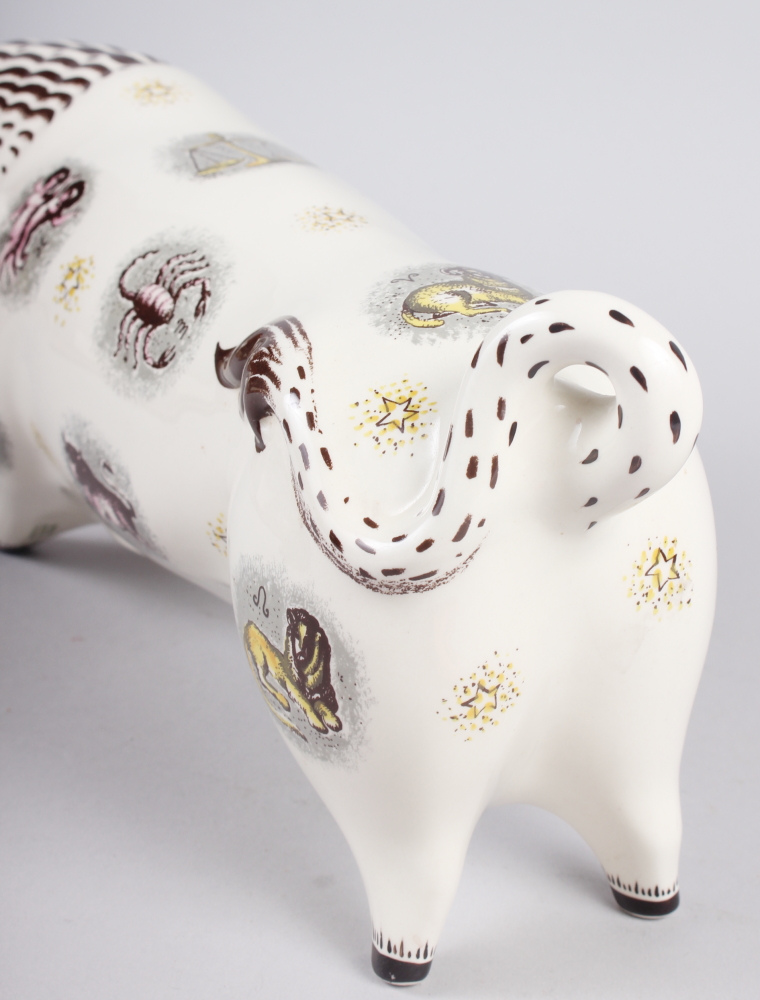 Arnold Machin: a Wedgwood Barlaston model of a bull, decorated with signs of the Zodiac, 6" high, - Image 4 of 6