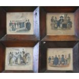 Four 19th century coloured engravings, Welsh figures, in mahogany frames