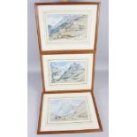 English 19th century school: four Swiss Alpine scenes, 6 1/2" x 9 3/4", in strip frames