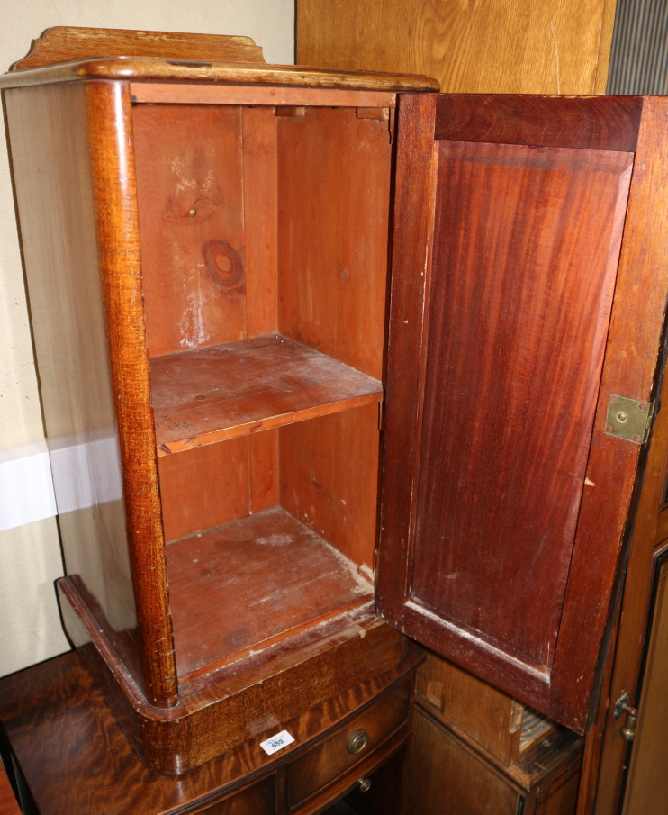 A late 19th century mahogany bedside/pot cupboard enclosed panel door, on block base, 16" wide x - Image 2 of 2
