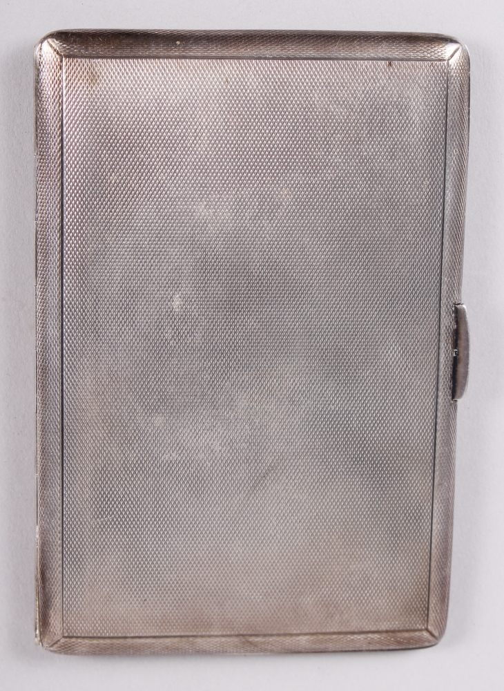 A silver cigarette case with engine turned decoration, 4.8oz troy approx - Image 2 of 5