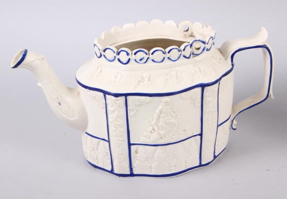 Three 19th century blue and white Castleford teapots (damages) - Image 2 of 14