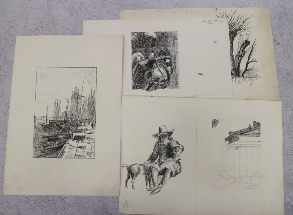 C C E: A collection of pen and ink sketches, landscapes and other studies, and a number of - Image 3 of 3